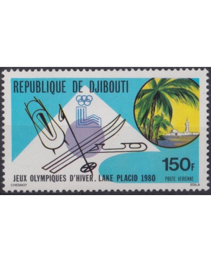 F-EX22279 DJIBOUTI MNH 1980 WINTER OLYMPIC GAMES LAKE PLACID SKI