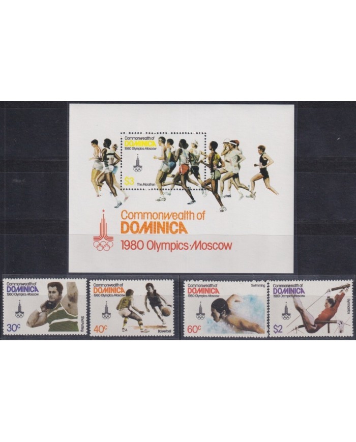 F-EX22433 DOMINICA MNH 1980 MOSCOW OLYMPIC GAMES MARATHON ATHLETICS SOCCER