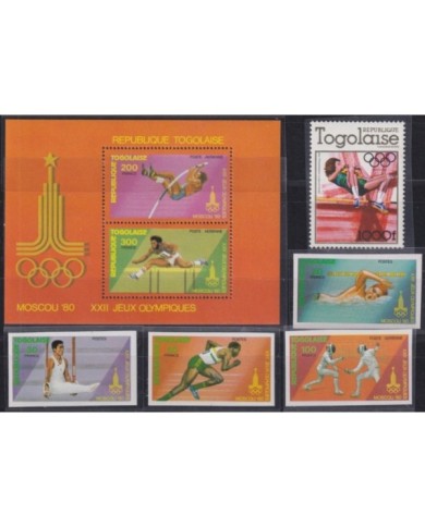 F-EX22469 TOGO MNH 1980 MOSCOW OLYMPIC GAMES ATHLETICS PERF + IMPERF.