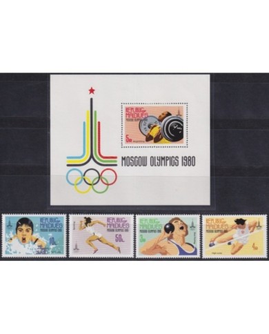 F-EX22451 MALDIVES MNH 1980 MOSCOW OLYMPIC GAMES ATHLETIC SWIMMING WEIGHTLIFTING