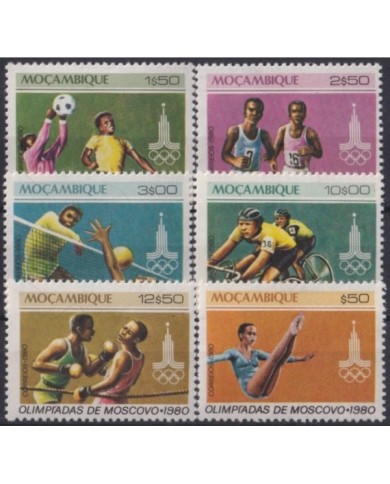 F-EX22287 MOZAMBIQUE MNH 1980 MOSCOW OLYMPIC GAMES CICLING BASKET ATHLETICS
