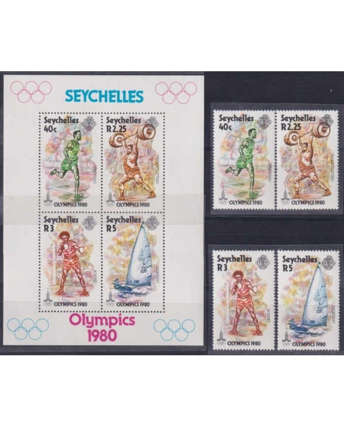 F-EX22460 SEYCHELLES MNH 1980 MOSCOW OLYMPIC GAMES ATHLETICS BOXING WEIGHTLIFTING.