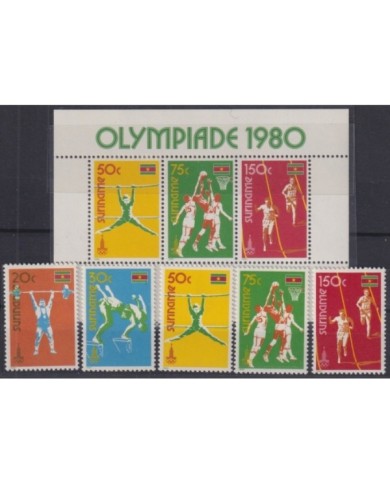 F-EX22490 SURINAME MNH 1980 MOSCOW OLYMPIC GAMES ATHLETICS BASKET SWIMMING