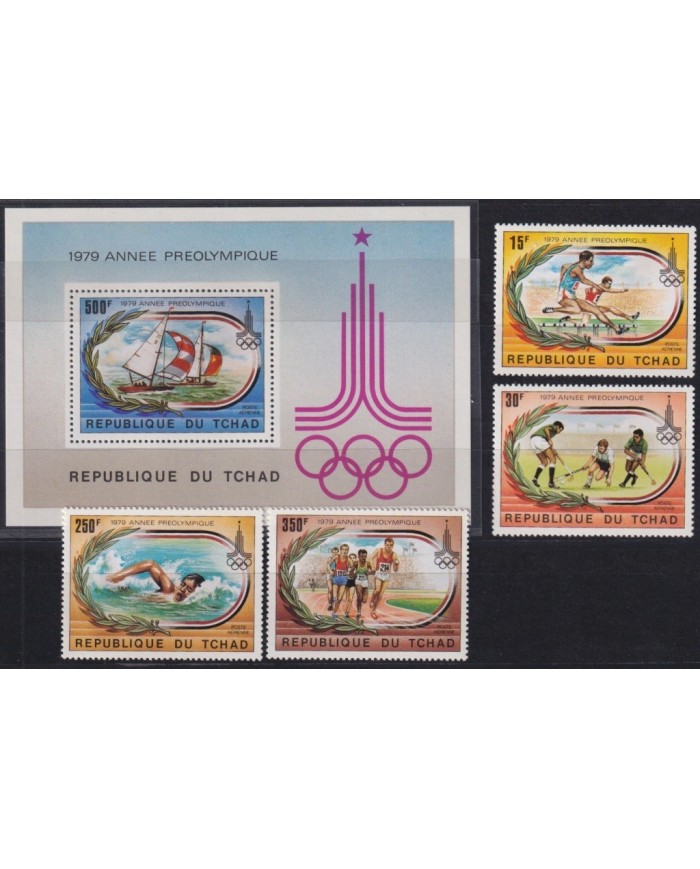 F-EX22467 CHAD TCHAD MNH 1980 MOSCOW OLYMPIC GAMES ATHLETICS JOCKEY SWIMMING.