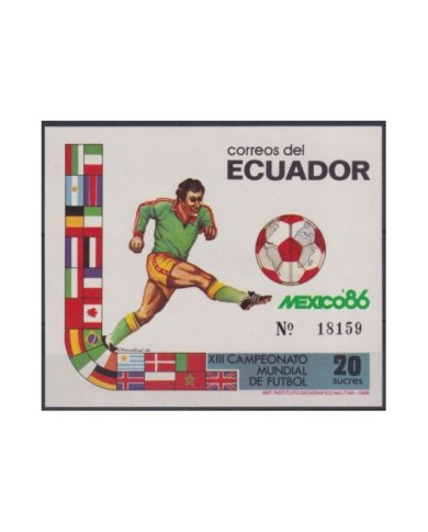 F-EX22534 ECUADOR MNH 1986 MEXICO SOCCER WORLD CUP SHEET