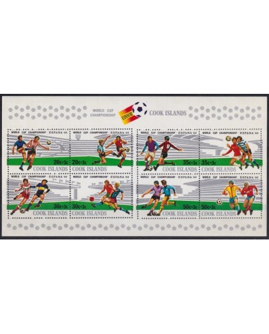 F-EX22549 COOK IS MNH 1982 SPAIN SOCCER WORLD CUP SHEET