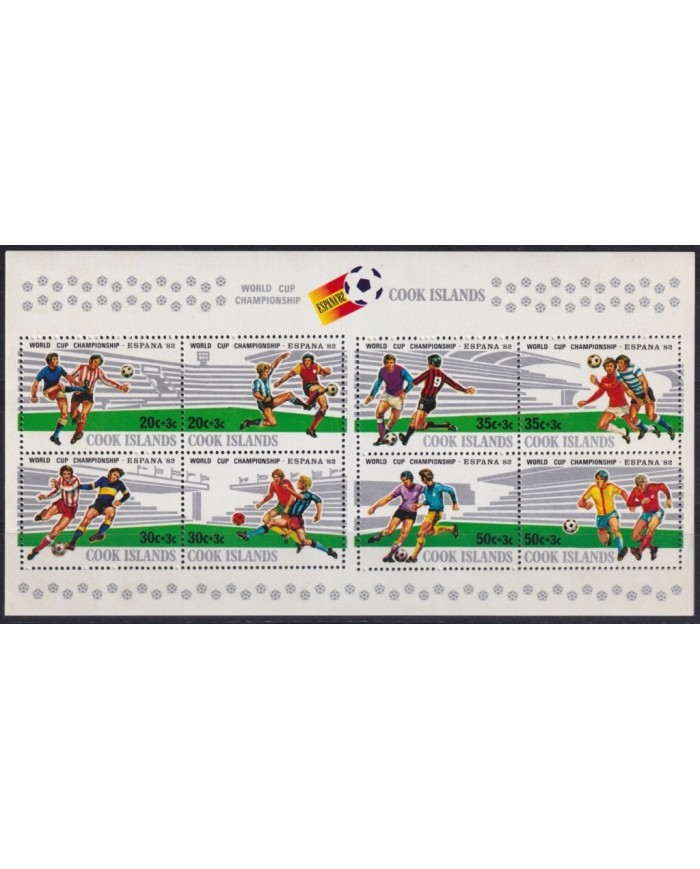 F-EX22549 COOK IS MNH 1982 SPAIN SOCCER WORLD CUP SHEET