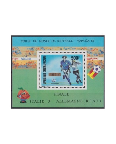 F-EX22395 CENTRAL AFRICA REP MNH 1982 SPAIN SOCCER WORLD CUP SHEET ITALY CHAMPION.