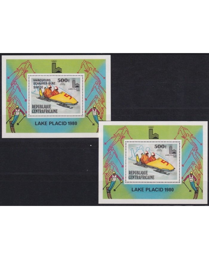 F-EX22487 CENTRAL AFRICA REP MNH 1980 LAKE PLACID WINTER OLYMPIC GAMES SKI