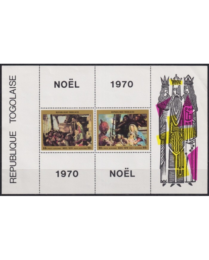 F-EX22415 TOGO MNH 1970 CHRISTMAS NAVIDAD. ART RELIGION PAINTING BOTTICELLI TIEPOLO.
