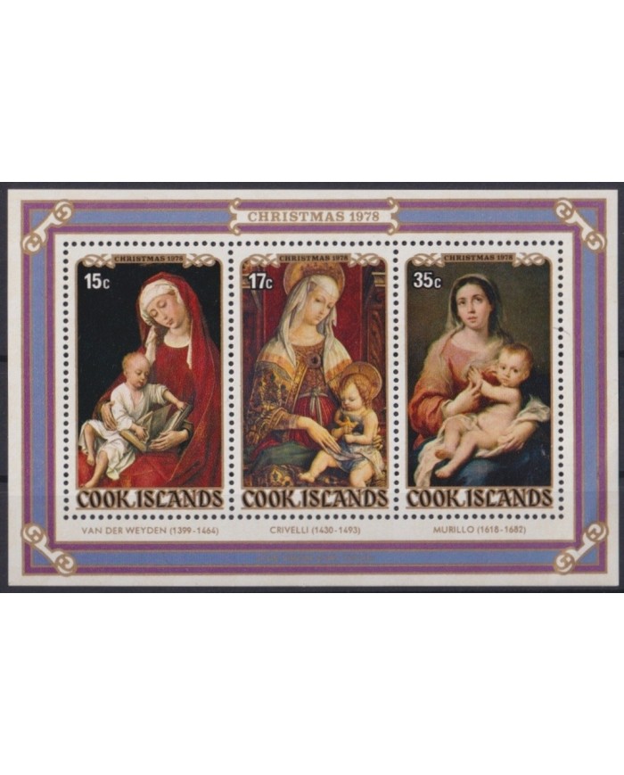 F-EX22519 COOK IS MNH 1978 CHRISTMAS NAVIDAD. ART RELIGION CRIVELLI MURILLO VAN DER WEYDEN