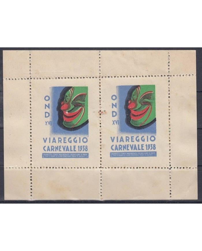 F-EX7454 ITALY CINDERELLA NO GUM VIAREGGIO CARNIVAL CANEVALE SHEET.
