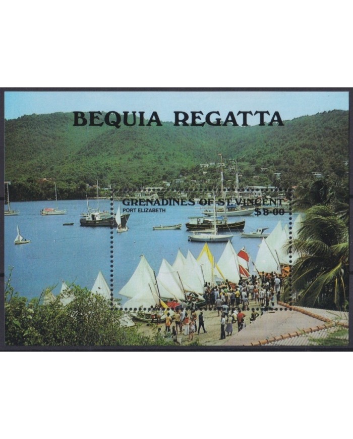 F-EX22649 GRENADINES OF ST VINCENT MNH 1988 SEA MARINE REGATTA BEQUIA SHIP.