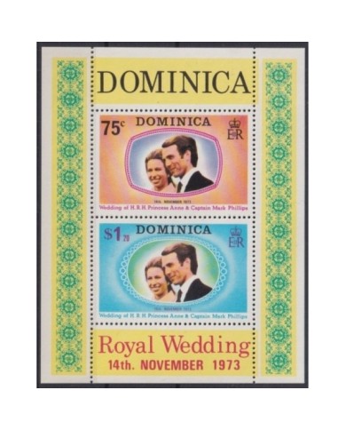 F-EX22221 DOMINICA MNH 1973 SHEET ROYAL WEDDING ANNE