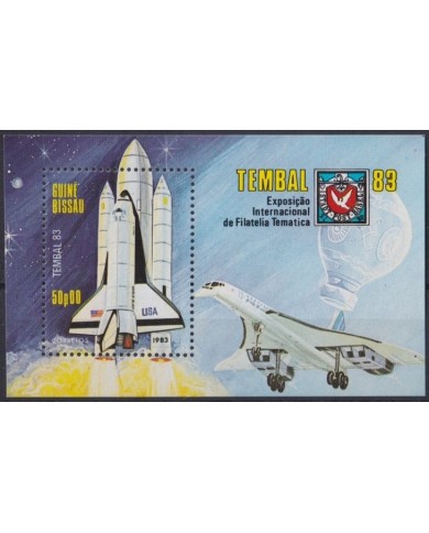 F-EX22677 GUINEE BISSAU MNH 1983 SHEET CONQUEST OF SPACE AVION AIRPLANE TEMBAL.