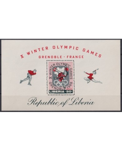 F-EX22195 LIBERIA MNH 1968 WINTER OLYMPIC GAMES GRENOBLE FRANCE SKI
