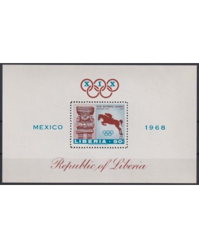 F-EX22193 LIBERIA MNH 1968 OLYMPIC GAMES MEXICO JUNPING ARCHEOLOGY.