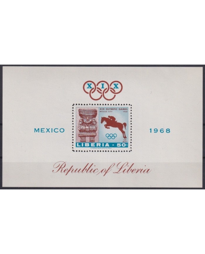 F-EX22193 LIBERIA MNH 1968 OLYMPIC GAMES MEXICO JUNPING ARCHEOLOGY.