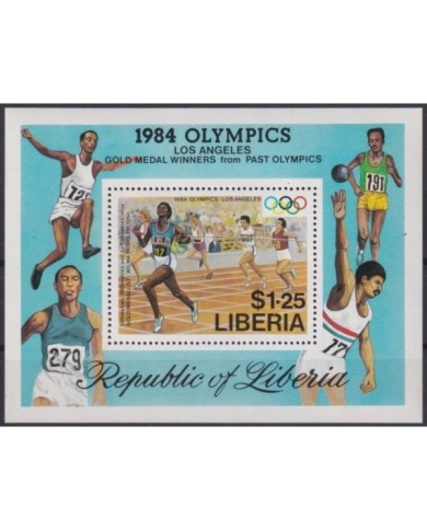 F-EX22178 LIBERIA USED 1984 OLYMPIC GAMES LOS ANGELES ATHLETISM