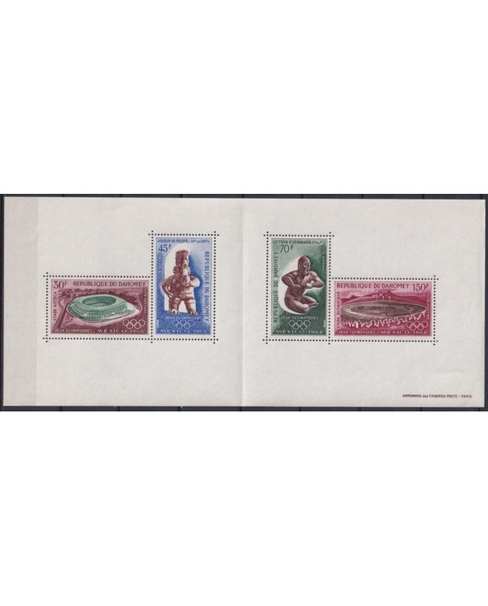 F-EX20081 DAHOMEY MNH 1968 OLYMPIC GAMES ARCHEOLOGY MEXICO