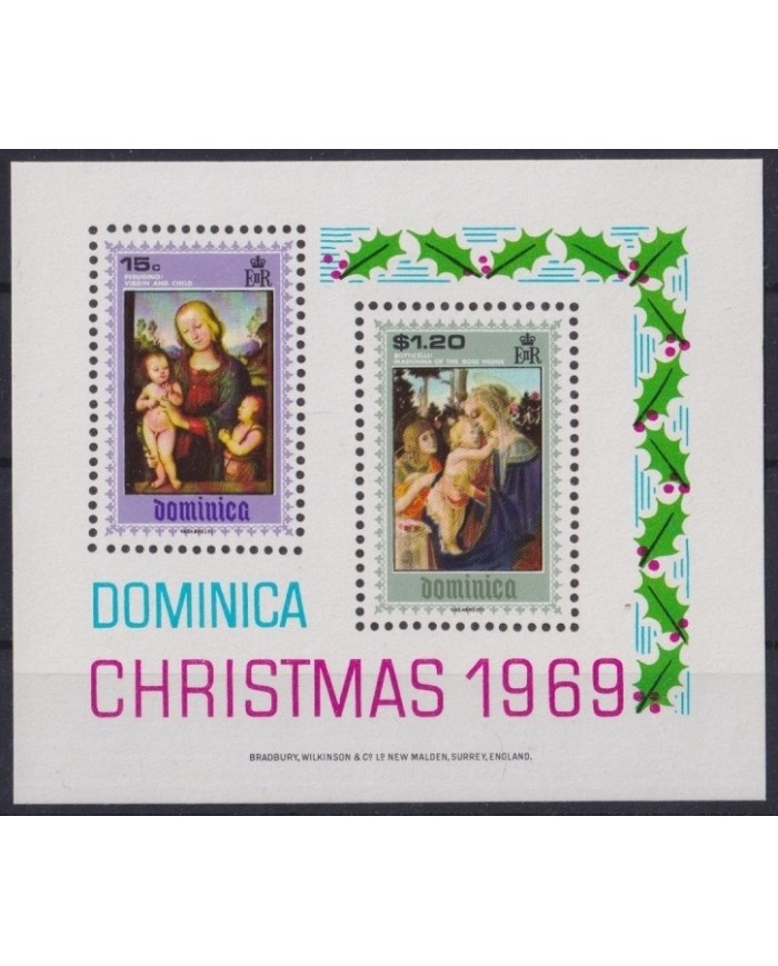 F-EX22225 DOMINICA MNH 1969 CHRISTMAS NAVIDADES RELIGION ART PRERUGGINO BOTICELLI