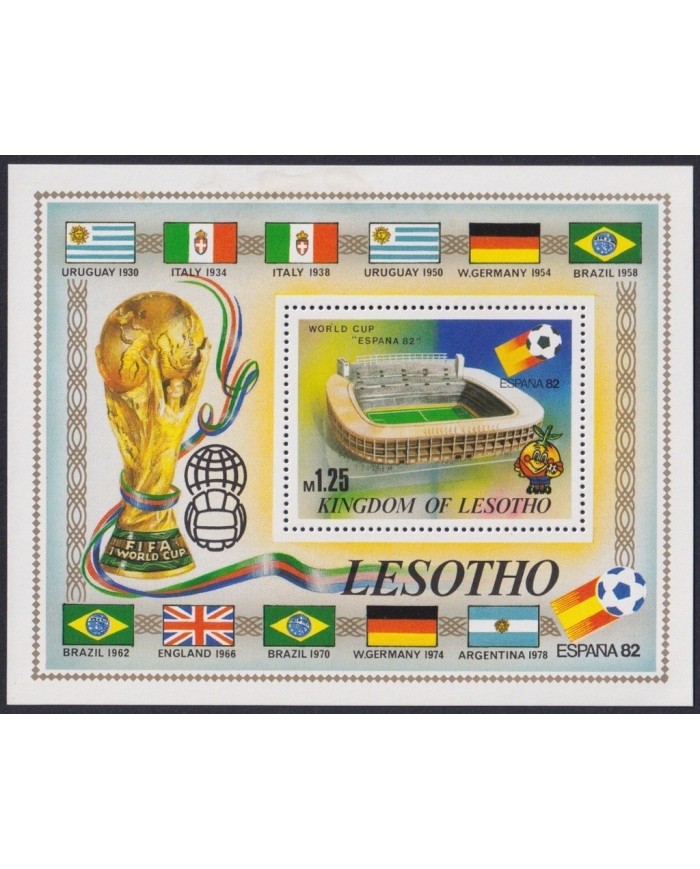 F-EX22800 LESOTHO MNH 1982 SHEET SPAIN SOCCER WORLD CUP FUTBOL.