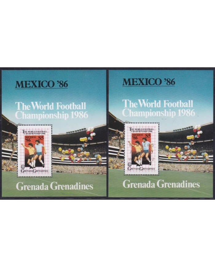 F-EX22794 GRENADA & GRENADINES MNH 1986 SHEET OVERPRINT MEXICO SOCCER WORLD CUP FUTBOL.