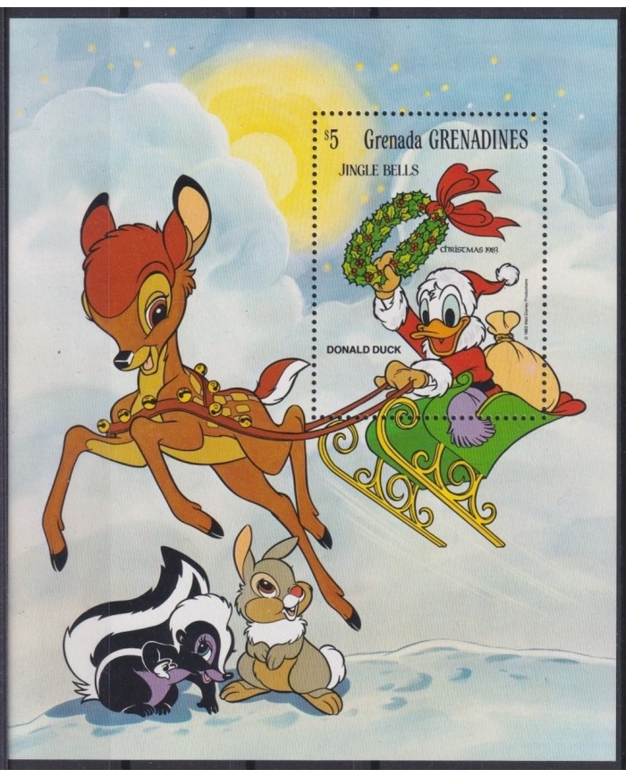 F-EX22820 GRENADA & GRENADINES MNH 1983 SHEET CHRISTMAS BAMBI DONALD DUCK.