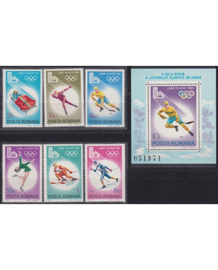 F-EX23004 RUMANIA MNH 1980 WINTER OLYMPIC GAMES LAKE PLACID SKI.