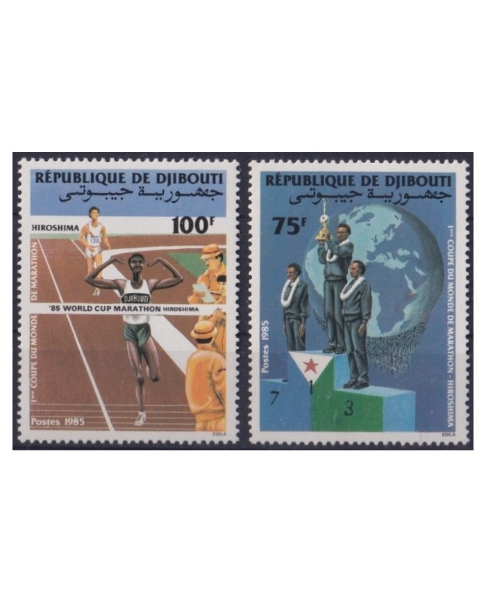 F-EX23354 DJIBOUTI MNH 1985 MARATHON ATHLETISM WORLD CUP.