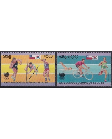 F-EX23342 CHILE  MNH 1988 OLYMPIC GAMES SEOUL KOREA CICLE ATHLETISM.