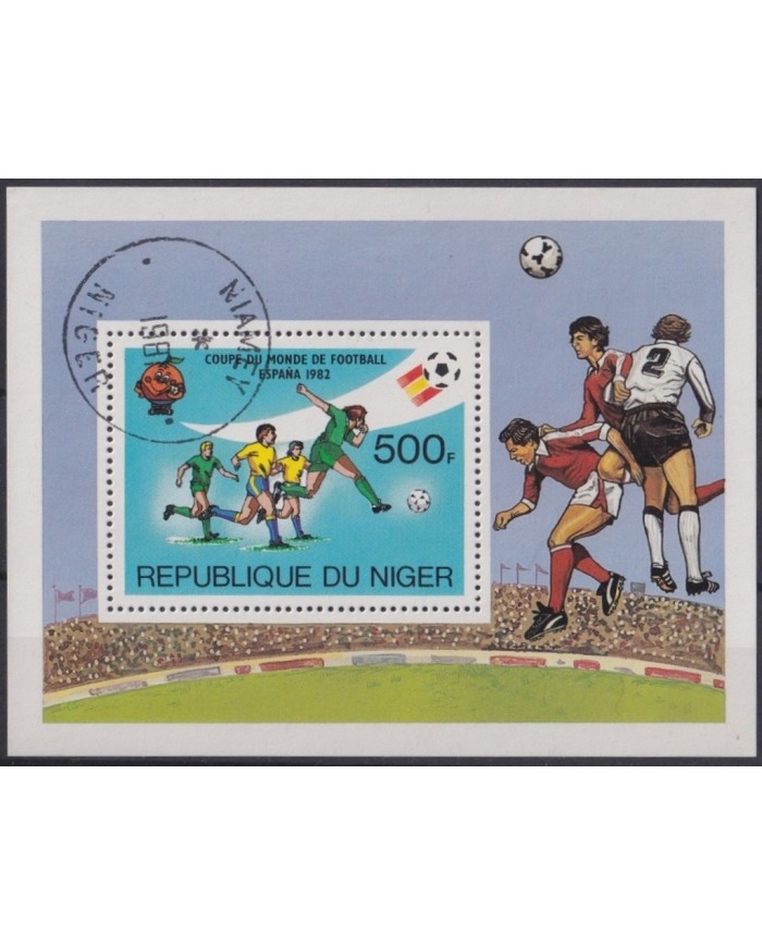F-EX22985 NIGER USED 1981 SOCCER WORLD CUP SPAIN.