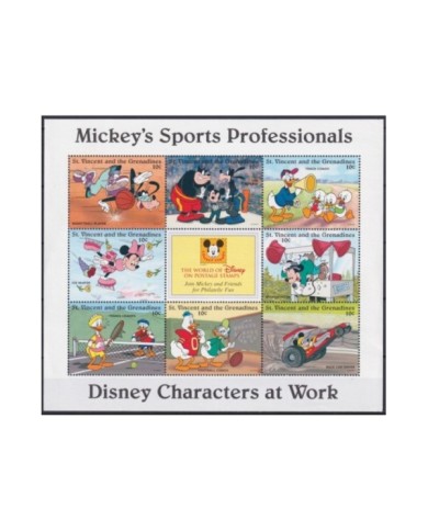 F-EX23266 ST VINCENT & GRENADINES MNH 1996 DISNEY MICKEY MOUSE DONALD DUCK SPORT PROFESSIONALS