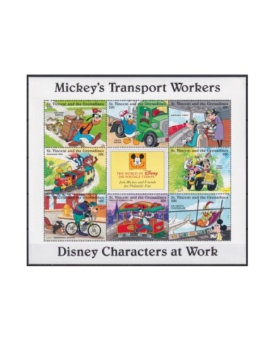 F-EX23386 ST VINCENT & GRENADINES MNH 1996 DISNEY MICKEY MOUSE DONALD DUCK TRANSPORT WORKERS.