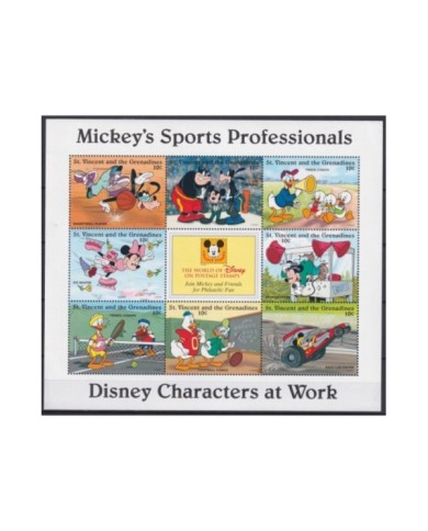 F-EX23387 ST VINCENT & GRENADINES MNH 1996 DISNEY MICKEY MOUSE DONALD DUCK SPORTS PROFESSIONALS