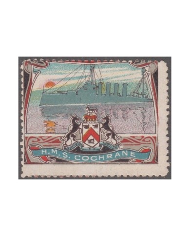 F-EX7869 ENGLAND UK GREAT BRITAIN CINDERELLA DELANDRE WAR SHIP H.M.S. COCHICRANE