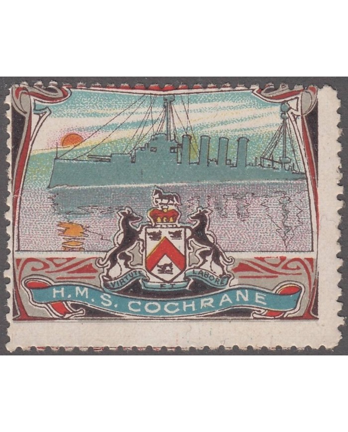 F-EX7869 ENGLAND UK GREAT BRITAIN CINDERELLA DELANDRE WAR SHIP H.M.S. COCHICRANE