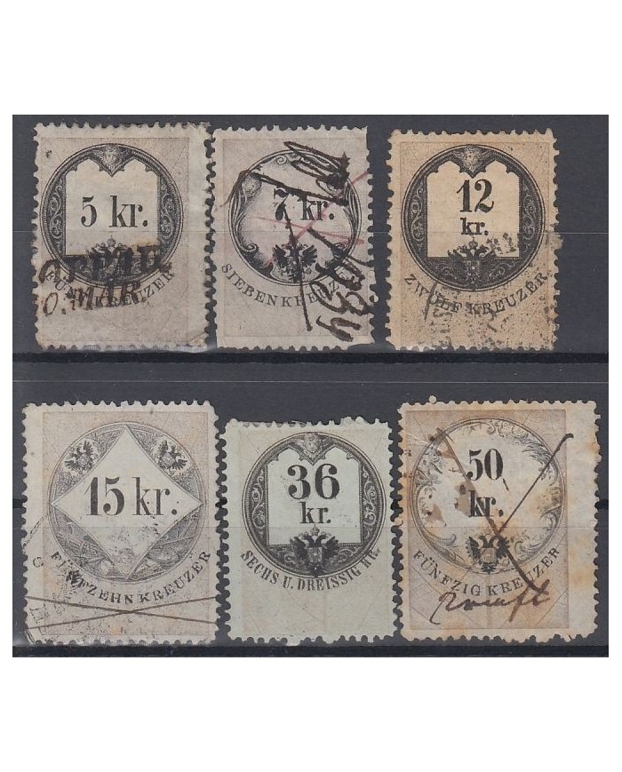 F-EX8251 AUSTRIA HUNGARY EMPIRE REVENUE STAMPS LOT. WHITE PAPER WITH TEXT.