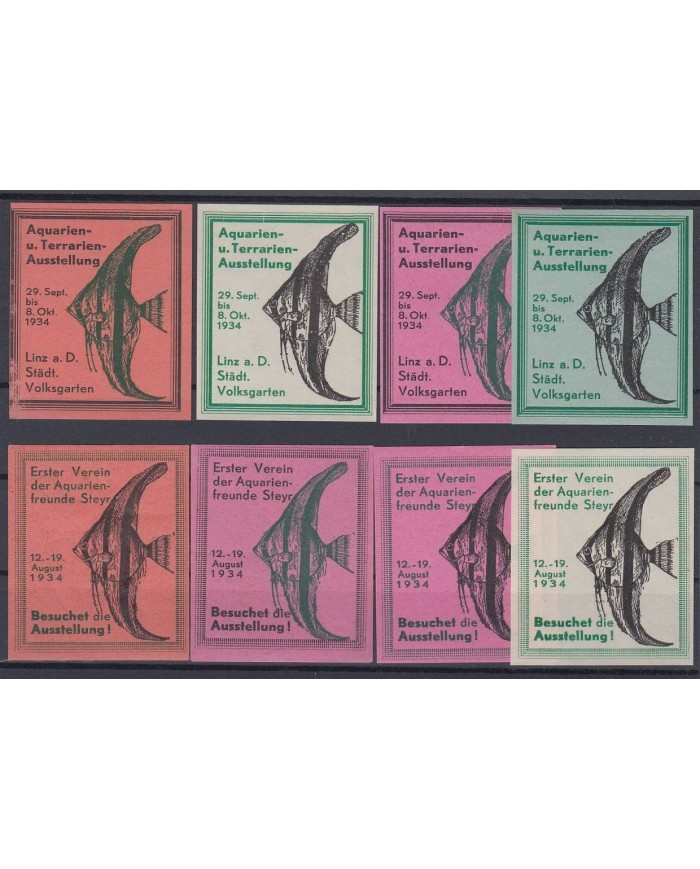 F-EX8335 AUSTRIA CINDERELLA LINZ 1934 (29 SEPT) AQUARIUM FISH MNH.