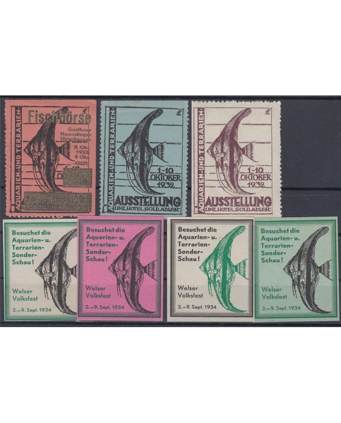 F-EX8337 AUSTRIA CINDERELLA LINZ 1932-34 (2-9 SEPT) AQUARIUM FISH MNH.