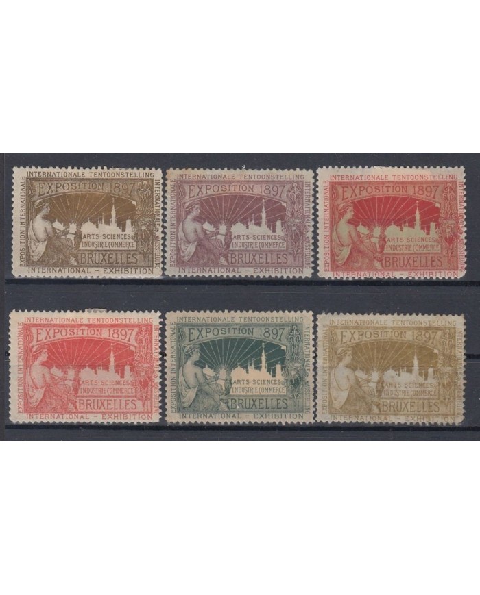 F-EX7913 BELGIE BELGIQUE BELGIUM 1897 BUXELLES EXPO CINDERELLA LOT MH- NO GUM.
