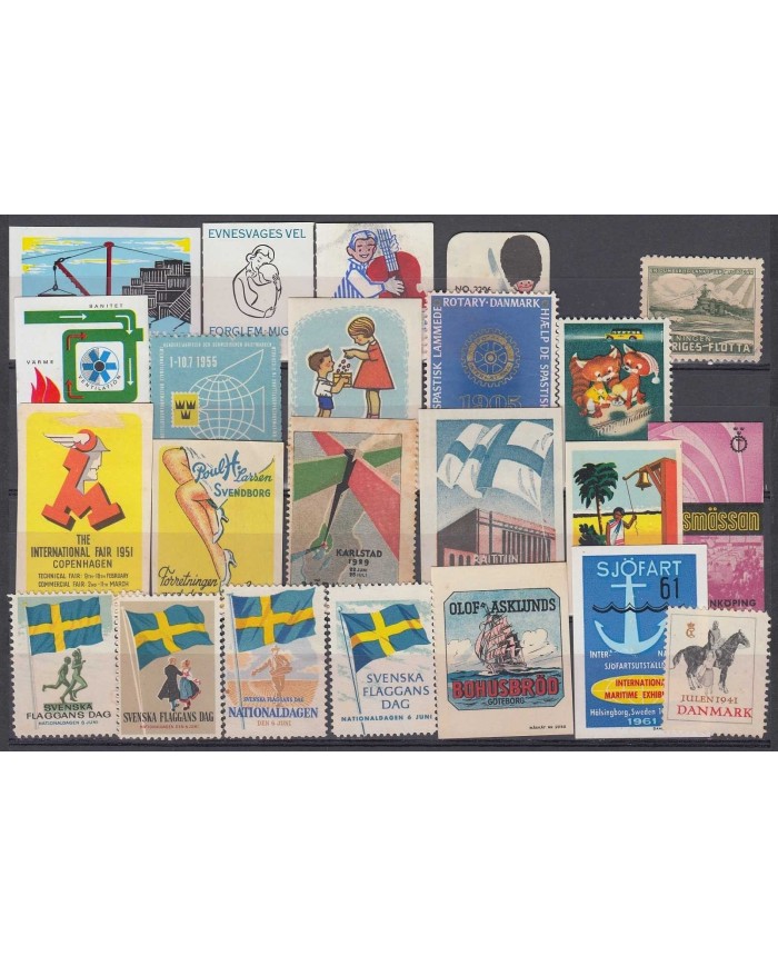 F-EX8352 SVERIGE SWEDEN DANMARK CINDERELLA STAMP LOT MH- NO GUM
