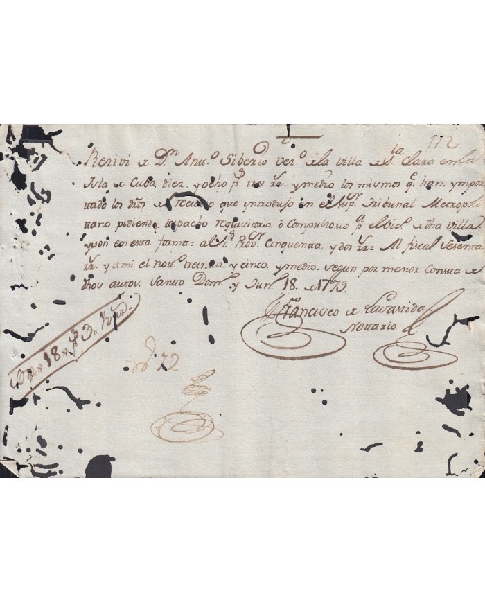 E6255 SANTO DOMINGO, DOMINICAN REP 1779 RECEIVED OF PAIMENT.