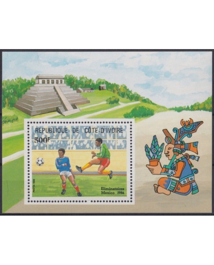 F-EX22906 IVORY COAST COTE D´IVORE MNH 1985 SOCCER WORLD CUP MEXICO ARCHEOLOGY.