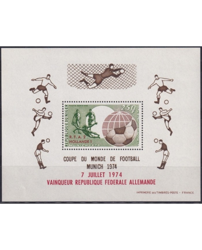 F-EX22998 NIGER MNH 1974 SOCCER WORLD CUP MUNICH GERMANY OVERPRINT.