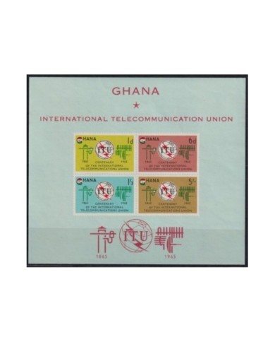 F-EX23022 GHANA MNH 1965 CENTENARY OF ITU TELECOMMINICATIONS UNION