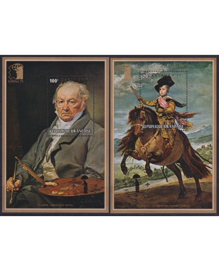 F-EX23053 RWANDA MNH 1977 SHEET SPAIN ART VELAZQUEZ PHILATELIC EXPO ESPAMER.