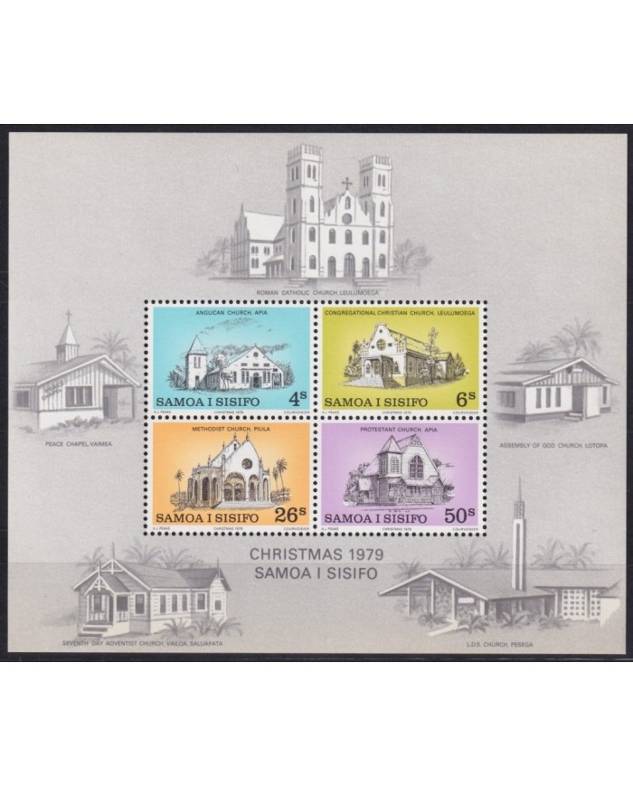 F-EX23060 SAMOA I SISIFO MNH 1979 CHRISTMAS NAVIDAD CHURCH BUILDING.