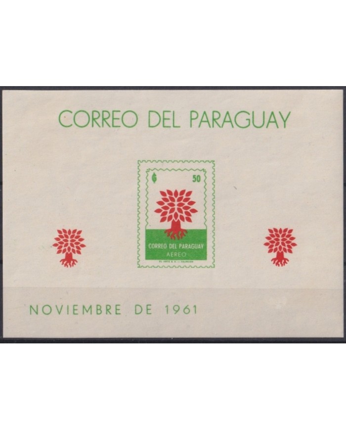 F-EX23083 PARAGUAY MH 1961 WORLD REFUGEE SHEET.