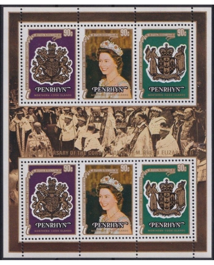 F-EX23086 PENRHYN MNH 1977 SHEET ROYAL SILVER JUBILEEE QUEEN ELIZABETH.